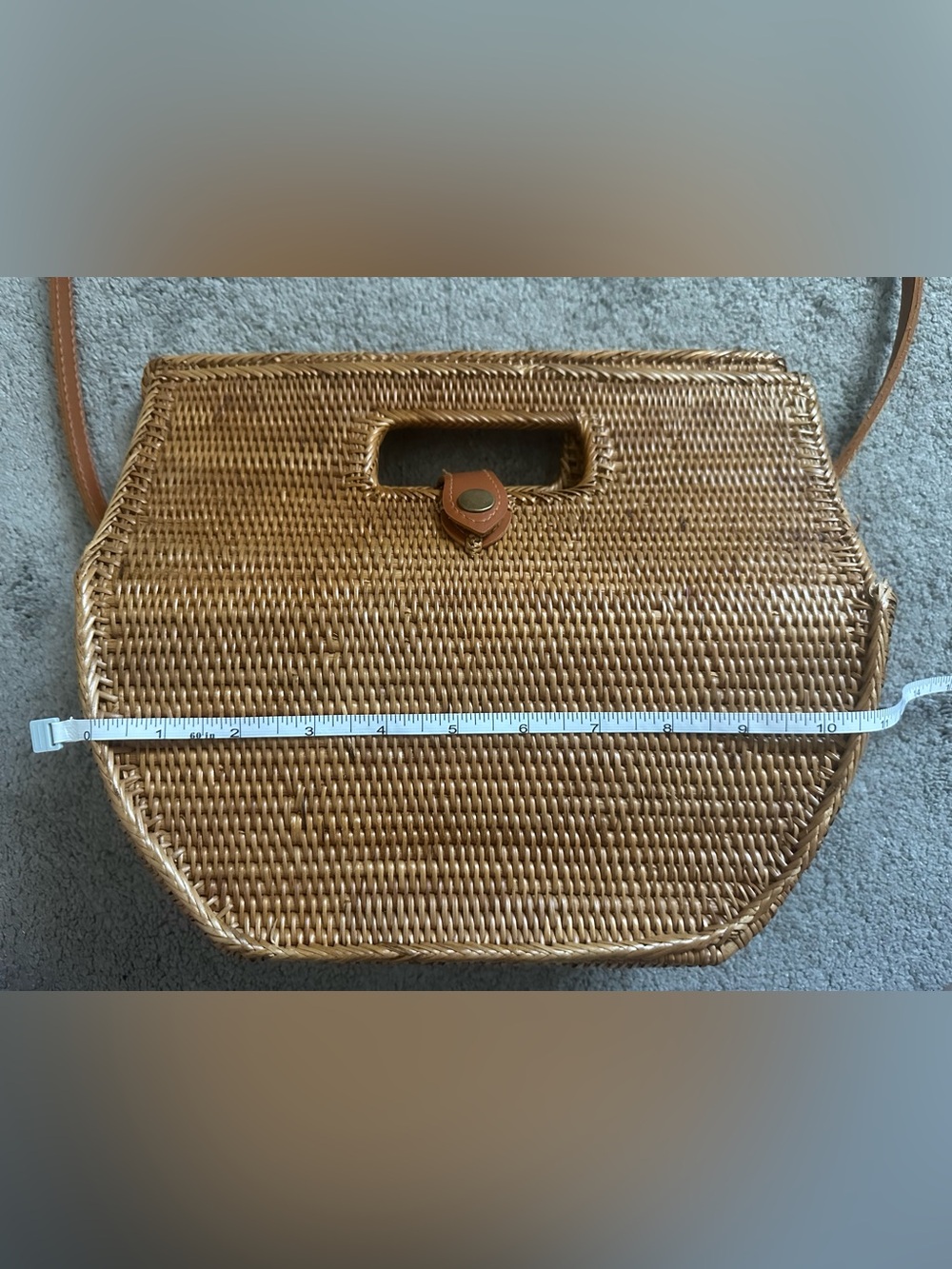 Anthropologie Rattan Woven Crossbody Bag in Tan/Brown Natural Lightweight - Picture 14 of 16